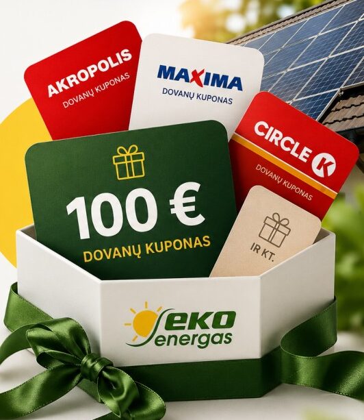 Pažįstate žmogų, planuojantį saulės elektrinę? Už rekomendaciją – 100 € dovanų kuponas 🎁
